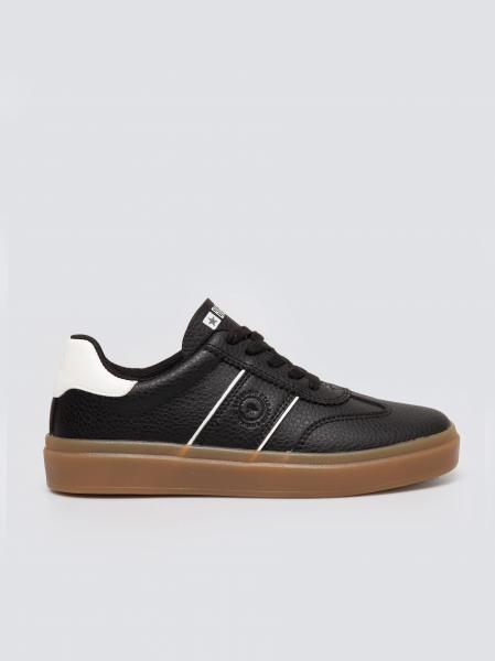 Sneakersy dziecięce ze skóry ekologicznej czarne SS374025 906