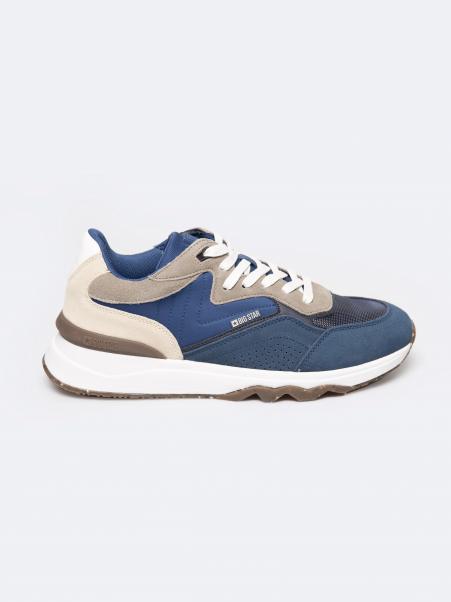 Sneakersy męskie ze skóry naturalnej granatowe RR174428 401