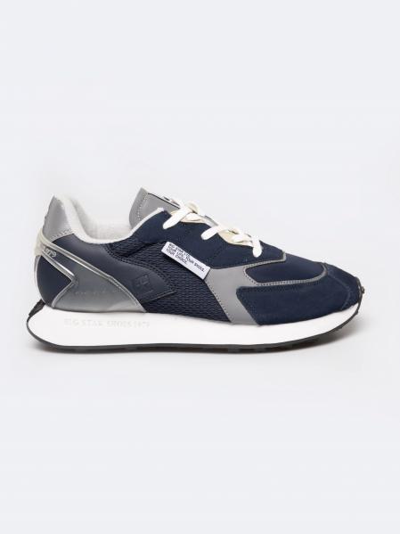 Sneakersy męskie ze skóry naturalnej granatowe RR174373 403
