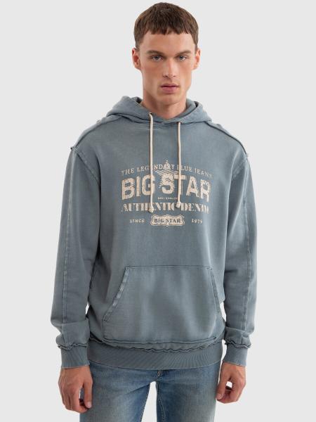 Bluza męska z kapturem z logo BIG STAR niebieska Enif 402