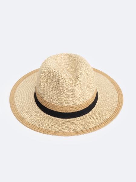 Kapelusz unisex pleciony beżowy Fedora 800