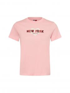 Tommy Jeans Koszulka damska Kobiety Bawełna wyrazisty róż jednolity, XL