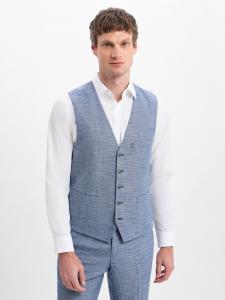 Finshley & Harding Męska kamizelka modułowa - Max Mężczyźni Modern Fit wiskoza niebieski wzorzysty, 50