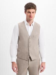 Finshley & Harding Męska kamizelka modułowa - Max Mężczyźni Modern Fit wiskoza beżowy wzorzysty, 50