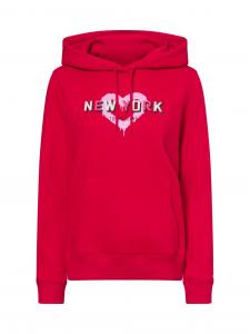 Tommy Jeans Damski sweter z kapturem Kobiety Bawełna czerwony jednolity, S
