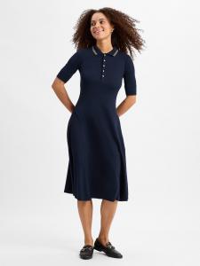 Lauren Ralph Lauren Damska sukienka polo Kobiety Bawełna niebieski jednolity, L