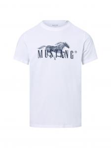 Mustang Koszulka męska - Austin Mężczyźni Bawełna biały nadruk, S