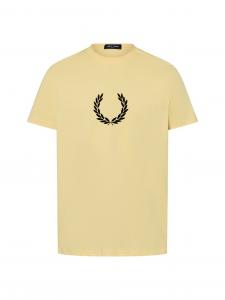 Fred Perry Koszulka męska Mężczyźni Bawełna żółty nadruk, L