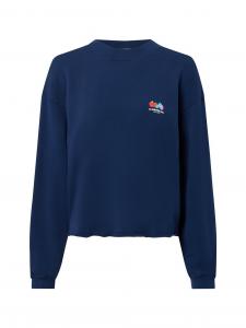 American vintage Bluza damska Kobiety Bawełna niebieski jednolity, L