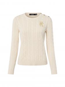 Lauren Ralph Lauren Sweter damski Kobiety Bawełna beżowy jednolity, XL