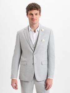 Finshley & Harding Męska kurtka modułowa - Steven Mężczyźni Modern Fit wiskoza szary wzorzysty, 56