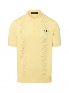 Fred Perry Męska koszulka polo Mężczyźni Bawełna żółty jednolity, L