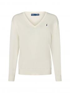 Polo Ralph Lauren Sweter damski z dzianiny Kobiety Bawełna biały jednolity, L