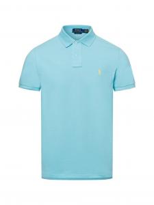Polo Ralph Lauren Męska koszulka polo Mężczyźni Bawełna niebieski jednolity, L