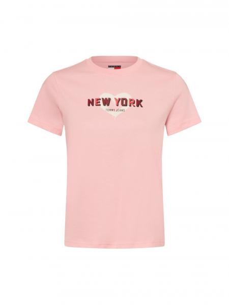 Tommy Jeans Koszulka damska Kobiety Bawełna wyrazisty róż jednolity, XL