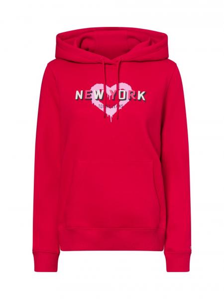 Tommy Jeans Damski sweter z kapturem Kobiety Bawełna czerwony jednolity, S