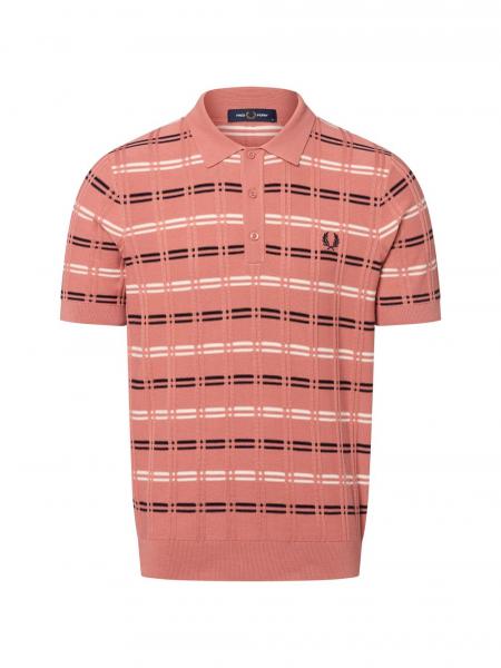 Fred Perry Męska koszulka polo Mężczyźni Bawełna różowy|wielokolorowy w kratkę, M