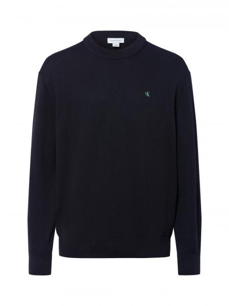 Calvin Klein Jeans Męski sweter z cienkiej dzianiny Mężczyźni Bawełna czarny jednolity, L