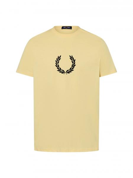 Fred Perry Koszulka męska Mężczyźni Bawełna żółty nadruk, L