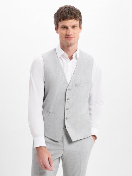 Finshley & Harding Męska kamizelka modułowa - Max Mężczyźni Modern Fit wiskoza szary wzorzysty, 48