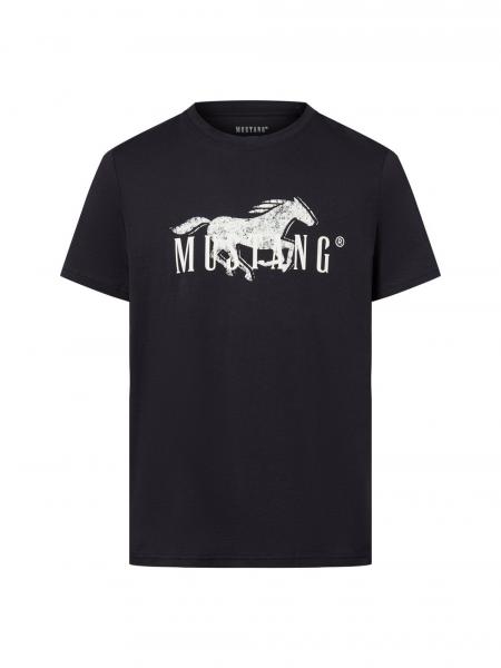 Mustang Koszulka męska - Austin Mężczyźni Bawełna czarny nadruk, XXL
