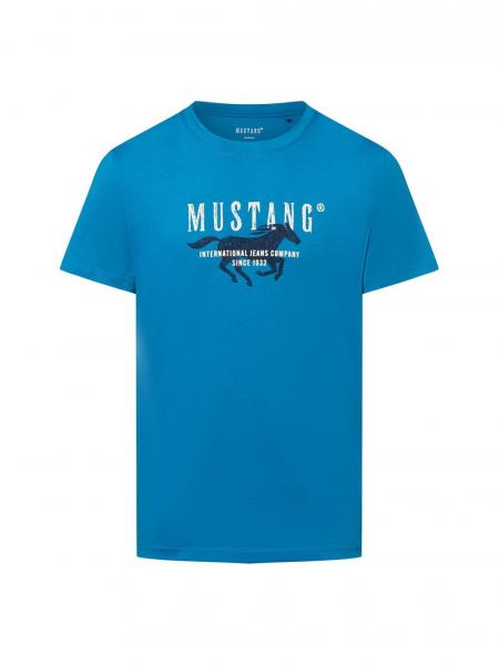 Mustang Koszulka męska - Austin Mężczyźni Bawełna niebieski nadruk, XL