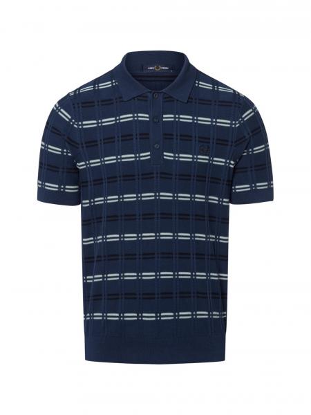 Fred Perry Męska koszulka polo Mężczyźni Bawełna niebieski|wielokolorowy w kratkę, XL