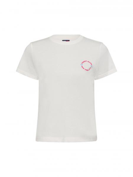 Tommy Jeans Koszulka damska Kobiety Bawełna biały jednolity, XS