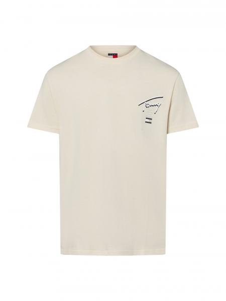 Tommy Jeans Koszulka męska Mężczyźni Bawełna beżowy nadruk, M