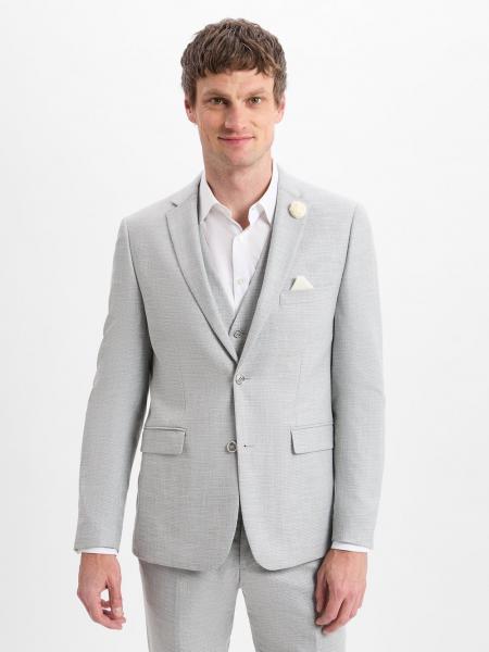 Finshley & Harding Męska kurtka modułowa - Steven Mężczyźni Modern Fit wiskoza szary wzorzysty, 56
