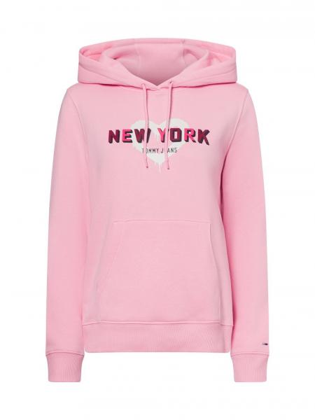 Tommy Jeans Damski sweter z kapturem Kobiety Bawełna różowy jednolity, XS