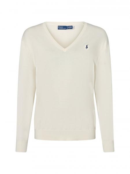 Polo Ralph Lauren Sweter damski z dzianiny Kobiety Bawełna biały jednolity, L