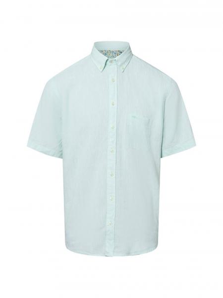 Fynch-Hatton Męska koszula casual z zawartością lnu Mężczyźni Regular Fit len zielony marmurkowy, XL
