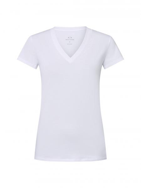 Armani Exchange Koszulka damska Kobiety Bawełna biały jednolity, XS