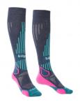 BRIDGEDALE Skarpety narciarskie damskie Lightweight Merino Performance Over Calf Wmn dark denim/pink-M