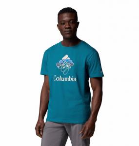 COLUMBIA Koszulka męska M Rapid Ridge Graphic Tee river blue/heavenly stacked gem-L