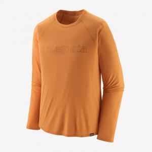 PATAGONIA Koszulka męska Men's Long-Sleeved Capilene Cool Trail Graphic Shirt outline text logo: golden caramel-XL