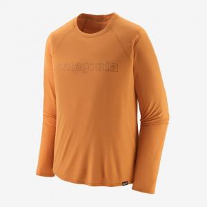 PATAGONIA Koszulka męska Men's Long-Sleeved Capilene Cool Trail Graphic Shirt outline text logo: golden caramel-S