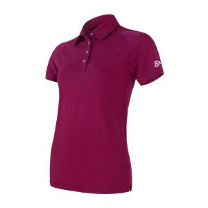 SENSOR Koszulka polo damska MERINO ACTIVE POLO tee ss-M-Malinowy
