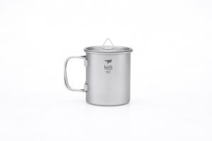 KEITH Kubek tytanowy z pokrywką SINGLE-WALL TITANIUM MUG WITH FOLDING HANDLE AND LID 300 ml