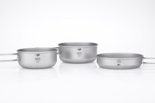 KEITH Naczynia tytanowe 3-PIECE TITANIUM POT AND PAN COOK SET Ti 6053