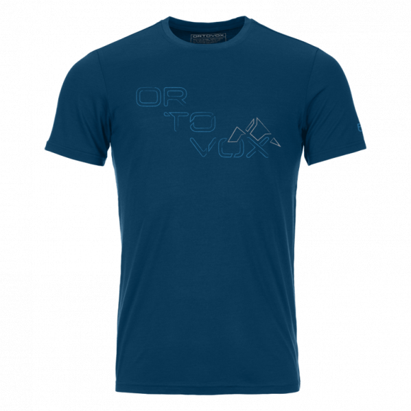 ORTOVOX Koszulka męska 185 MERINO TANGRAM LOGO TS petrol blue-M