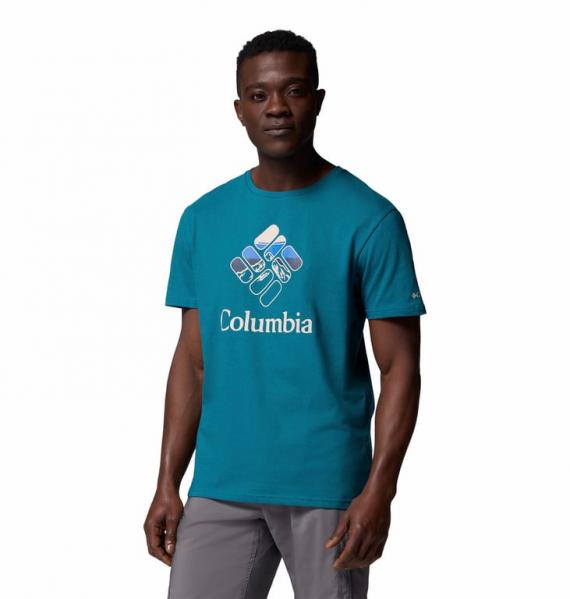 COLUMBIA Koszulka męska M Rapid Ridge Graphic Tee river blue/heavenly stacked gem-L