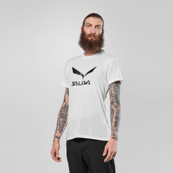 SALEWA Koszulka męska Solidlogo Dry M T-Shirt white-M