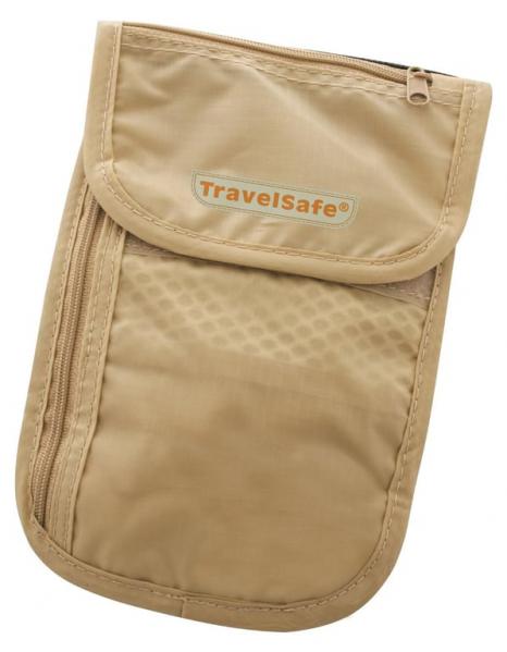 TRAVELSAFE Portfel na szyję Checkout beige