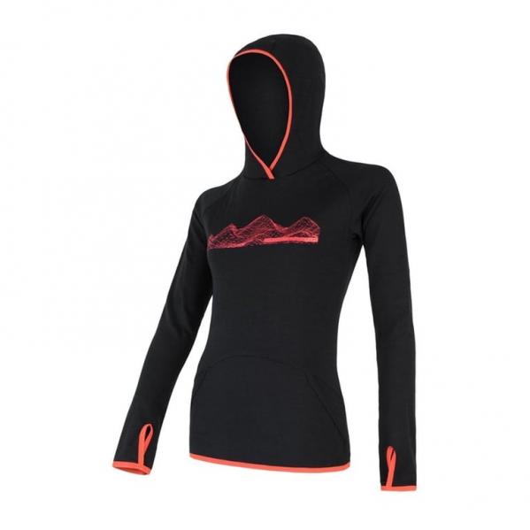 SENSOR Bluza damska MERINO UPPER FLEECE HOODED-L-Czarny