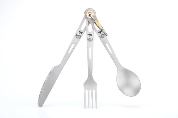 KEITH Sztućce tytanowe 3-PIECE TITANIUM CUTLERY SET