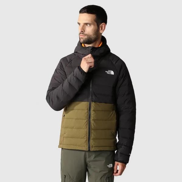 THE NORTH FACE Kurtka puchowa męska BELLEVIEW STRETCH DOWN HOODIE tnf black/military olive-M