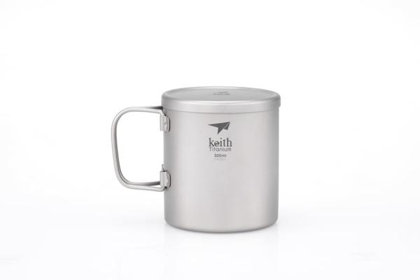 KEITH Kubek tytanowy z pokrywką DOUBLE-WALL TITANIUM MUG WITH FOLDING HANDLE AND LID 300 ml