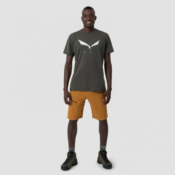 SALEWA Koszulka męska SOLIDLOGO DRY M T-SHIRT dark olive melange-S